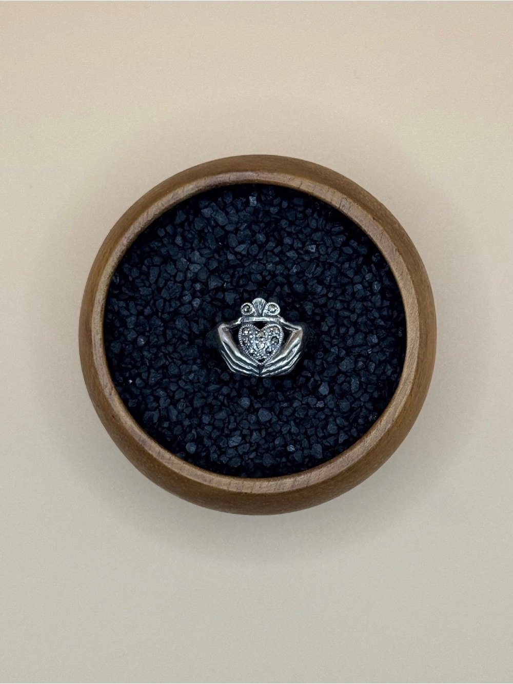 Sterling Silver Claddagh Ring with Marcasite Heart Detail - SZ 7